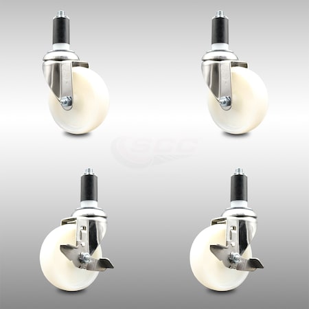 Service Caster 4 Inch 316SS Nylon Wheel Swivel 1-3/8 Inch Expanding Stem Caster Brake SCC, 2PK SCC-SS316EX20S414-NYS-2-TLB-2-138
